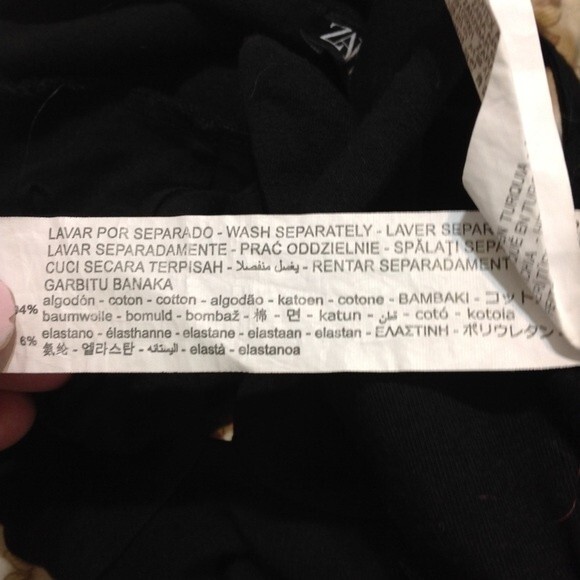 ZARA Size Medium Black Crop Top Bralette Knot Front Keyhole Stretch Layered - Picture 5 of 5